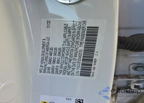 2022 Honda Accord Hybrid Sport from USA, damaged, VIN 1HGCV3F20NA005792